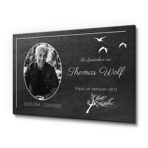 CHRISCK design Schiefertafel mit UV-Druck für Menschen | Grabplatte für Menschen mit Text | Schieferplatte 30 x 20 cm von CHRISCK design