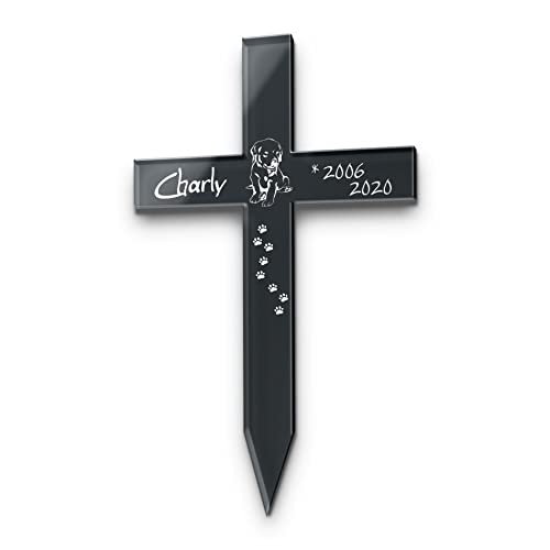 CHRISCK design Tier Grabkreuze mit individueller Gravur - personalisierter Grabschmuck Hund Katze - Grabstecker Tier in Kreuz Form als Andenken - große Motivauswahl! - wetterfest für Tiergrab von CHRISCK design