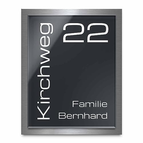 Designer Hausnummer 16x20 cm mit Gravur und Montage Set - rechteckig - Familien-Haus gravierte Hausnummern mit Straßen Straßennamen für die Haustür Ferienhaus Designer Hausnummer 16x20 cm mit Gravur und Montage Set - rechteckig - Familien-Haus gravierte Hausnummern mit Straßen Straßennamen für die Haustür Ferienhaus von CHRISCK design