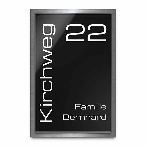 Designer Hausnummer 20x30 cm mit Gravur und Montage Set - rechteckig - Familien-Haus gravierte Hausnummern mit Straßen Straßennamen für die Haustür Ferienhaus von CHRISCK design