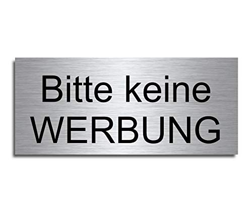 Echtes Edelstahl Türschild Briefkasten-Schild | Größe: 8x3,5 cm " Bitte keine Werbung oder kostenlose Zeitungen " | (D2) von CHRISCK design