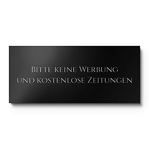 Keine Werbung Hinweisschild Werbung verboten für Briefkasten oder Haustür | Hochwertige Gravur auf Kunststoff | Kratzfest - wetterfest - rostfrei - UV-beständig (8x3,5 cm) von CHRISCK design