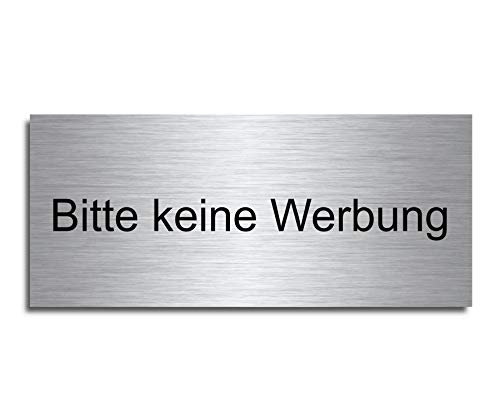 Echtes Edelstahl Türschild Briefkasten-Schild | Größe: 8x3,5 cm " Bitte keine Werbung " | (D6) von CHRISCK design