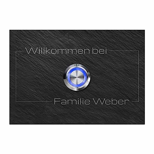 Haustürklingel aus Schiefer mit indivueller Gravur - Klingel Modell Weber ab 10x7 cm | Große Auswahl an Motiven und Zubehör - mit Premium Klingeldrücker von CHRISCK design