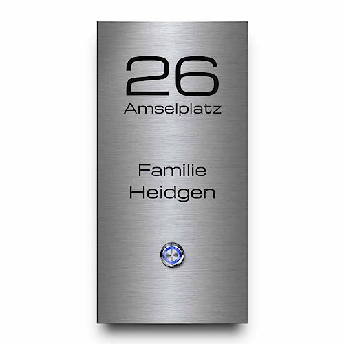 Edelstahl Türklingeln mit individueller Gravur - Modell Heidgen 13x26 cm und einem Premium LED Klingelknopf Taster | Klingelschilder optional mit schönen Acrylplatten | Gravierte Klingelplatte Edelstahl Türklingeln mit individueller Gravur - Modell Heidgen 13x26 cm und einem Premium LED Klingelknopf Taster | Klingelschilder optional mit schönen Acrylplatten | Gravierte Klingelplatte von CHRISCK design