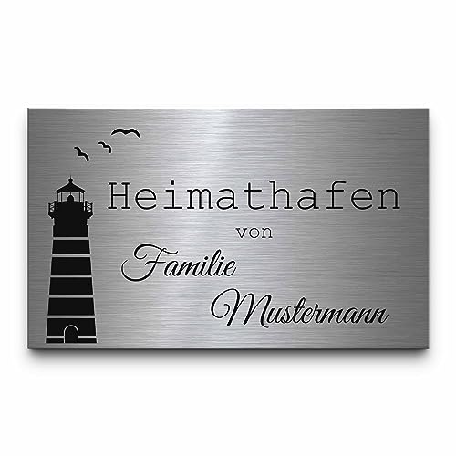 Große Edelstahl Türschilder Namensschilder mit Gravur | bis 40x30 cm! Hochwertiges Willkommensschild Familienschild selbstklebend oder mit Bohrung | Graviertes Klingelschild Haustür - Beschilderung von CHRISCK design