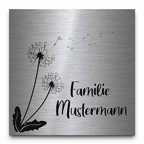 Personalisiertes Namensschild aus Edelstahl mit Wunsch Gravur - von groß bis klein | ideales Türschild Briefkastenschild Familienschild - selbstklebend o. mit Bohrung - Schild selbst gestalten von CHRISCK design