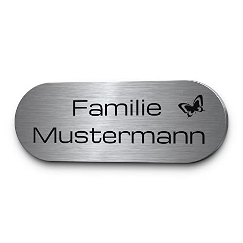 Edelstahl Namensschild für Türklingel Briefkasten o. Haustür - mit Gravur personalisiert - versch. Größen groß bis klein | wetterfeste Türschilder Briefkastenschilder selbstklebend oder mit Bohrung von CHRISCK design