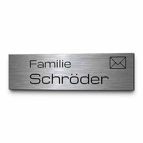 Edelstahl Briefkastenschild selbstklebend mit Gravur o. mit Bohrlöchern | Namensschild Türschild Familie versch. Größen | Edelstahlschilder für Haustür Briefkasten personalisiert | Türklingel Schild von CHRISCK design