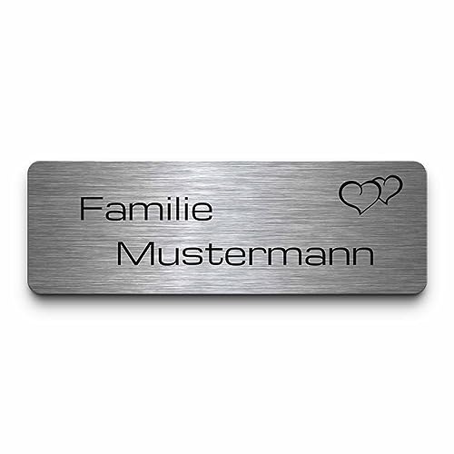 Gravierte Briefkastenschilder | Namensschilder selbstklebend o. mit Bohrung | personalisiert mit Familien Name & Motiven | Türschild mit wetterfester Gravur | Klingelschild Haustürschild Metall von CHRISCK design