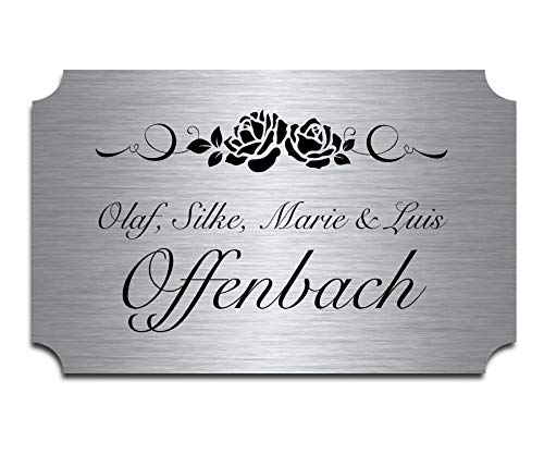 Edelstahl Türschild mit Gravur | Namensschilder Briefkastenschild selbstklebend oder blanko 12x8 cm mehr als 80 Motive Klingelschild Türschilder für die Haustür mit Namen selbst gestalten von CHRISCK design