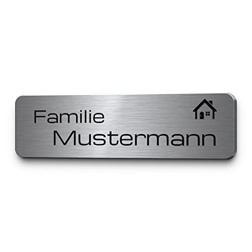 Edelstahl Briefkasten Schild | Namensschild Haustür - personalisiert mit Gravur - versch. Größen & Motive - Türschild Briefkastenschild selbstklebend oder mit Bohrlöchern - Klingelschild mit Namen von CHRISCK design