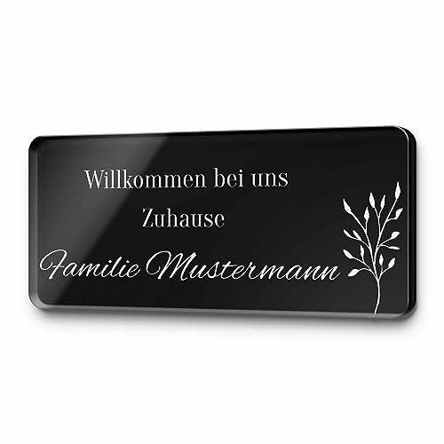 Briefkastenschild aus Hochglanz Acrylglas mit indiviueller Gravur - Türschild in Schwarz oder Anthrazit | viele verschiedene Größen, Formen und Motive - ab der Größe 8x5 cm von CHRISCK design