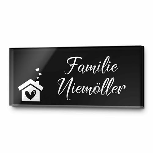 Edles Namensschild mit personalisierter Gravur - Türschild in Schwarz oder Anthrazit aus Hochglanz Acrylglas | mit vielen verschiedenen Motiven und Gestaltungsmöglichkeiten von CHRISCK design