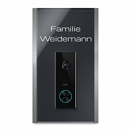 Edles Klingelschild für Aosu Pro Video Türklingel - personalisiertes Türschild Namensschild aus Edelstahl und Acrylglas | kompatibel mit Aosu Klingel - hochwertiges Funkklingel Zubehör Edles Klingelschild für Aosu Pro Video Türklingel - personalisiertes Türschild Namensschild aus Edelstahl und Acrylglas | kompatibel mit Aosu Klingel - hochwertiges Funkklingel Zubehör von CHRISCK design