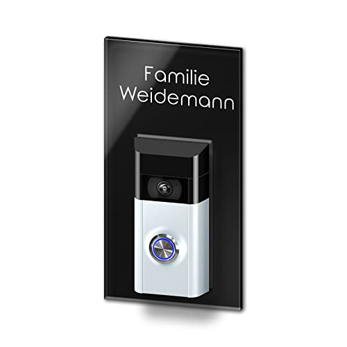 Edles Namenschild für Funkklingel Befestigung aus Edelstahl und Acrylglas - Türklingel Halterung für alle Funkklingeln– Video Doorbell Zubehör | individuell anpassbar - Größe: 12x23 cm von CHRISCK design