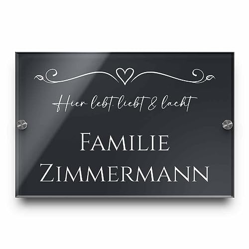 Edles Namensschild | Türschild mit Gravur mit über 80 Motiven Familien-Haus Namensschild Familienschild Türschilder für die Haustür mit Namen 30x20 cm von CHRISCK design