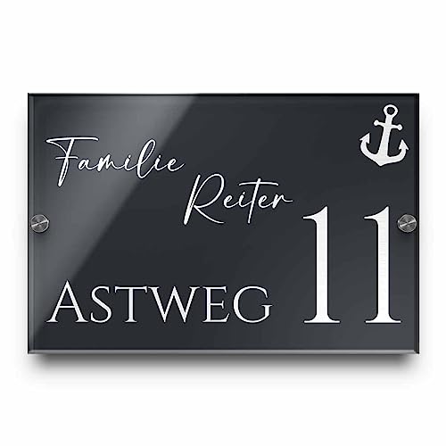 Edles Namensschild | Türschild mit Gravur mit über 80 Motiven Familien-Haus Namensschild Familienschild Türschilder für die Haustür mit Namen 30x20 cm von CHRISCK design