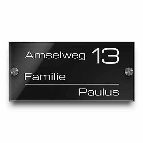 Edles Türschild | Hausnummer mit Gravur mit über 80 Motiven Familien-Haus Familienschild Türschilder für die Haustür mit Namen 21x10 cm von CHRISCK design