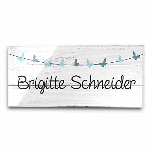Edles Türschild mit Namen für die Haustür | Namensschild Briefkasten-Schild selbstklebend oder mit Bohrlöcher Klingelschild mit kratzfestem UV Druck | Größe ab 8x3,5 cm bunte Türschilder von CHRISCK design