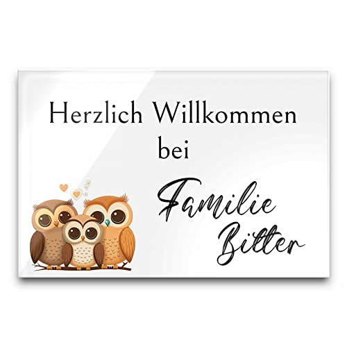 Edles Türschild mit Namen für die Haustür | Namensschild Briefkasten-Schild selbstklebend oder mit Bohrlöcher Klingelschild mit kratzfestem UV Druck | Größe ab 9x6 cm bunte Türschilder von CHRISCK design