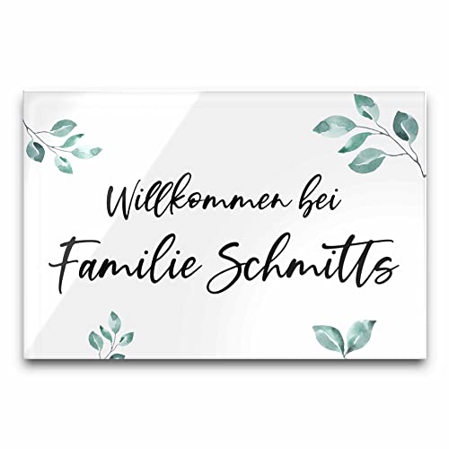 Edles Türschild mit Namen für die Haustür | Namensschild Briefkasten-Schild selbstklebend oder mit Bohrlöcher Klingelschild mit kratzfestem UV Druck | Größe ab 9x6 cm bunte Türschilder von CHRISCK design