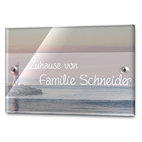 Edles Türschild mit Namen für die Haustür | Namensschild Briefkasten-Schild selbstklebend oder mit Bohrlöcher Klingelschild mit kratzfestem UV Druck | Größe ab 9x6 cm bunte Türschilder von CHRISCK design
