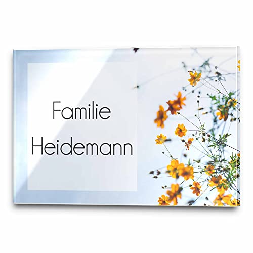 Edles Türschild mit Namen für die Haustür | Namensschild Briefkasten-Schild selbstklebend oder mit Bohrlöcher Klingelschild mit kratzfestem UV Druck | Größe ab 9x6 cm bunte Türschilder von CHRISCK design