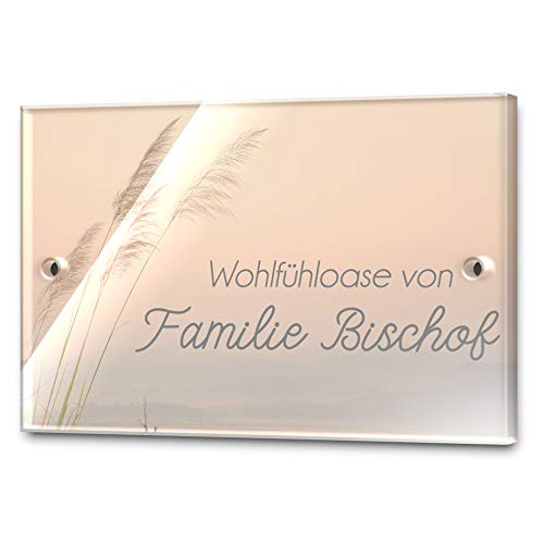 Edles Türschild mit Namen für die Haustür | Namensschild Briefkasten-Schild selbstklebend oder mit Bohrlöcher Klingelschild mit kratzfestem UV Druck | Größe ab 9x6 cm bunte Türschilder von CHRISCK design