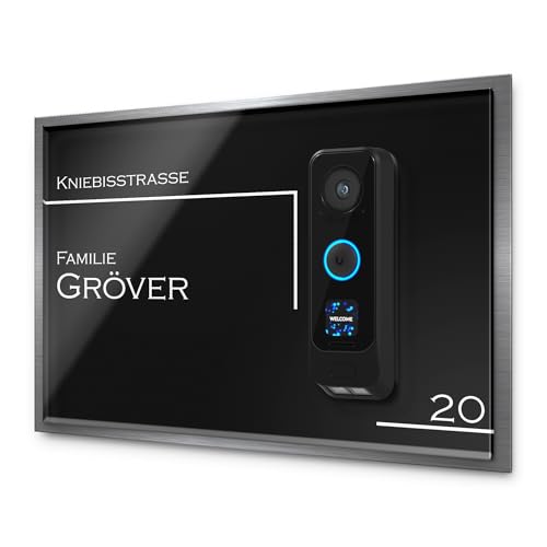 Exklusives Klingelschild für UniFi Protect G4 Pro – Edelstahl-Acryl Design – Graviertes Namensschild für smarte Türklingeln – Langlebig, personalisiert & wetterfest von CHRISCK design