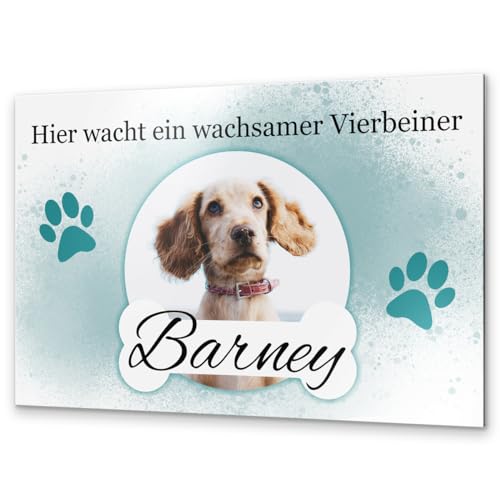 Farbiges Vorsicht Hund Schild mit eigenem Foto - Warnung vor dem Hund Schilder - Achtung Hund Schild wetterfest - Hundeschild Warnung Warnschild - Hundeschilder personalisiert aus Alu Dibond von CHRISCK design