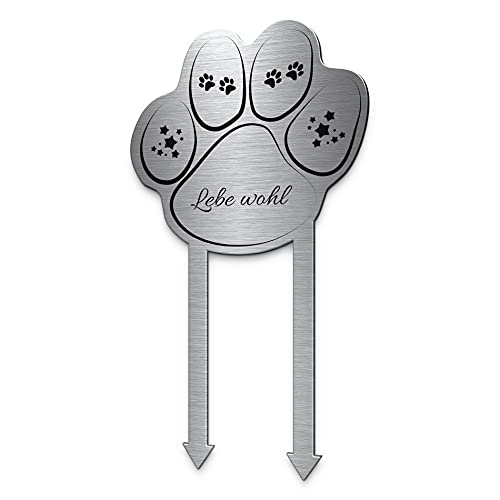 Grabstecker Pfote Grabschmuck Hund oder Katze | Edelstahl mit persönlichem Design zB Namen oder Spruch wetterfest | Wir vermissen euch Grabschmuck für EIN Haustier von CHRISCK design