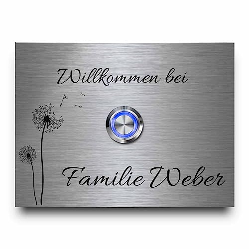 Gravierte Türklingel mit Namen und Motiv - Klingelschild Modell Weber ab 10x7 cm | Personalisiert mit Wunschgravur und Motiv - Optional mit diversem Zubehör von CHRISCK design