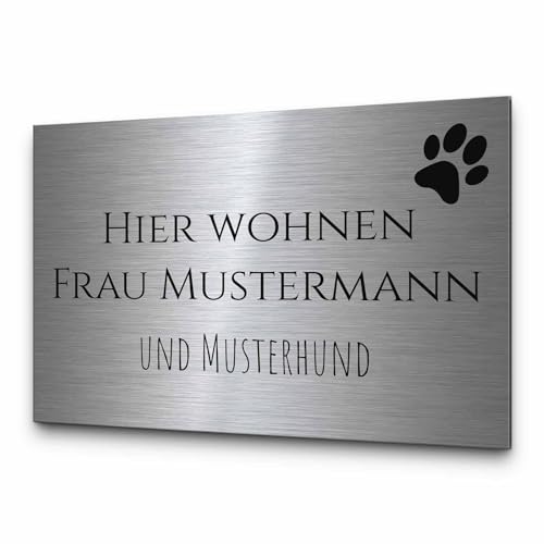 Graviertes Türschild aus hochwertigem Edelstahl - Wetterfestes Gravur Schild für Haustür Briefkasten - Namensschilder mit großer Motiv & Größen Auswahl - selbstklebend o. mit Bohrung - Klingelschild von CHRISCK design