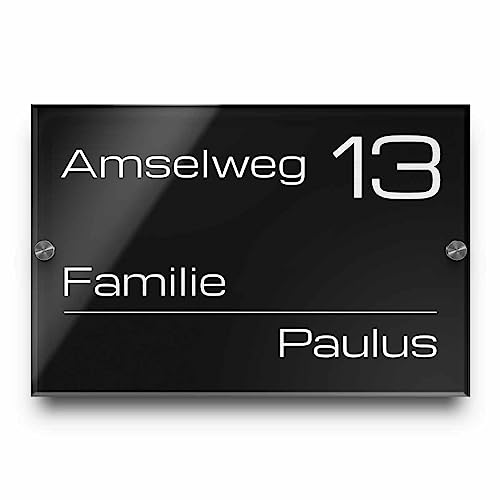 Hausnummer Namensschild mit Gravur Türschild aus Hochglanz-Acrylglas mit Familiennamen 30x20 cm von CHRISCK design