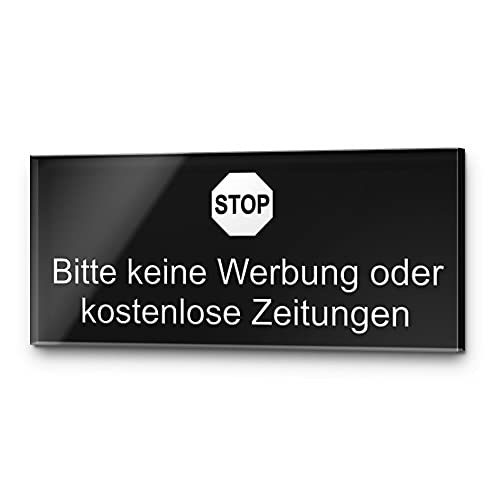 Hinweisschild Keine Werbung und kostenlose Zeitung | Hochwertiges Türschild mit Gravur auf Acryl Glas | Briefkastenschild Werbung verboten - UV-beständig von CHRISCK design