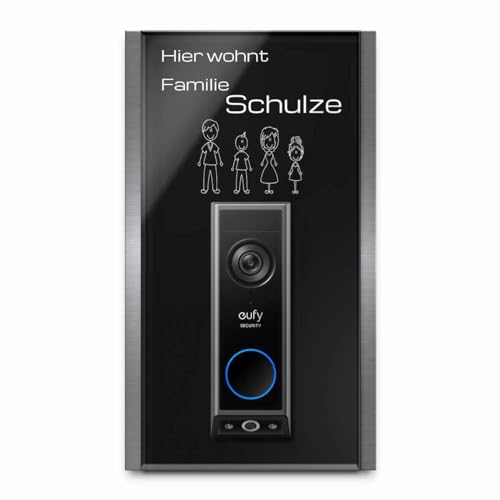 Hochwertiges Klingelschild für Eufy Dual E340 Video Türklingel - personalisiertes Namensschild aus Edelstahl und Acrylglas | hochwertiges Funkklingel Zubehör Hochwertiges Klingelschild für Eufy Dual E340 Video Türklingel - personalisiertes Namensschild aus Edelstahl und Acrylglas | hochwertiges Funkklingel Zubehör von CHRISCK design