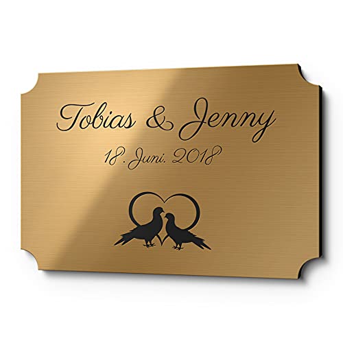 Hochzeitsschild Kunststoff mit Namen oder Spruch | Persönliches Geschenk zur Hochzeit | Mit Motiv zB Rosen Ringe Hochzeitstauben Herzen wetterfest für die Hochzeitsbank Hochzeitsschild Kunststoff mit Namen oder Spruch | Persönliches Geschenk zur Hochzeit | Mit Motiv zB Rosen Ringe Hochzeitstauben Herzen wetterfest für die Hochzeitsbank von CHRISCK design