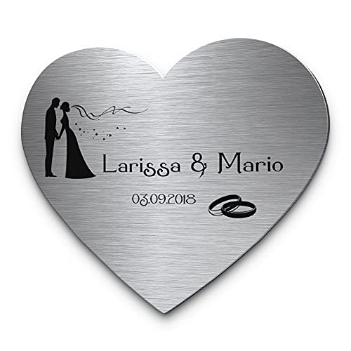 Hochzeitsschild aus Edelstahl Herzform mit Namen oder Spruch & Brautpaar | Persönliches Geschenk zur Hochzeit | Wetterfest mit vielen Motiven zB für die Hochzeitsbank Hochzeitsschild aus Edelstahl Herzform mit Namen oder Spruch & Brautpaar | Persönliches Geschenk zur Hochzeit | Wetterfest mit vielen Motiven zB für die Hochzeitsbank von CHRISCK design