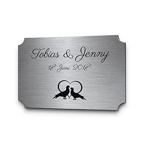 Hochzeitsschilder Edelstahl mit individueller Gravur zB Datum & Name | Viele schöne Designs zB Turteltauben | Personalisierte Hochzeitsgeschenke Silberhochzeit Just Married Hochzeitsschilder Edelstahl mit individueller Gravur zB Datum & Name | Viele schöne Designs zB Turteltauben | Personalisierte Hochzeitsgeschenke Silberhochzeit Just Married von CHRISCK design