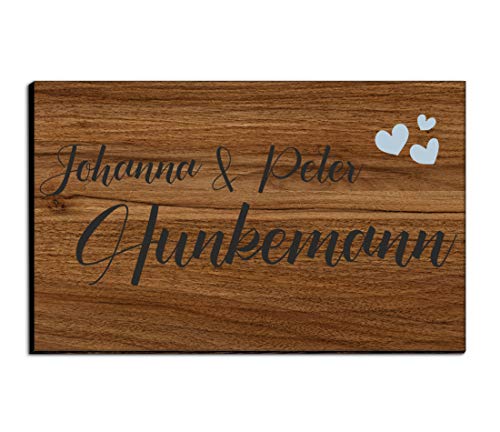 Holz Türschild mit Namen für die Haustür | Namensschild Briefkasten-Schild selbstklebend oder mit Bohrlöcher Klingelschild mit kratzfestem UV Druck | Größe 8x5 cm bunte Türschilder von CHRISCK design