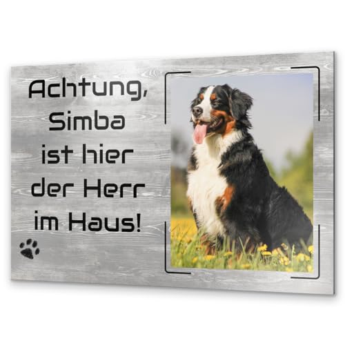 Holzoptik Hundeschild mit eigenem Foto und Text - Hundeschilder aus Alu Dibond Verbundplatten ab einer Größe von 15x10 cm von CHRISCK design