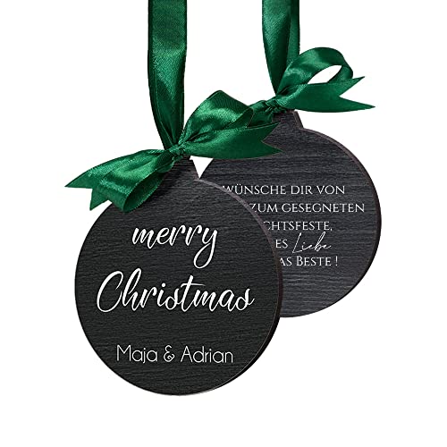 Individuelle Geschenkanhänger aus Holz - personalisierte Christbaumkugel Weihnachtskugeln mit Namen - Baumschmuck Deko Weihnachten schwarz von CHRISCK design