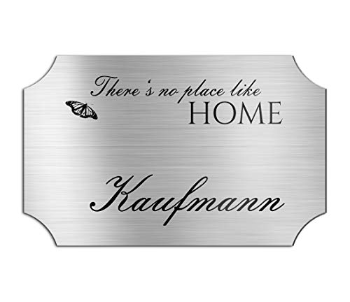Klingelschild Türschild mit Gravur 12x7,5 cm versch. Farben und Edelstahl oder Messing-Optik selbstklebend Briefkasten-Schild Namensschilder für die Haustür mit Namen und Motiven von CHRISCK design