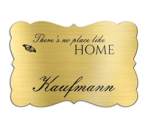 Klingelschild Türschild mit Gravur 12x7,5 cm versch. Farben und Edelstahl oder Messing-Optik selbstklebend Briefkasten-Schild Namensschilder für die Haustür mit Namen und Motiven von CHRISCK design