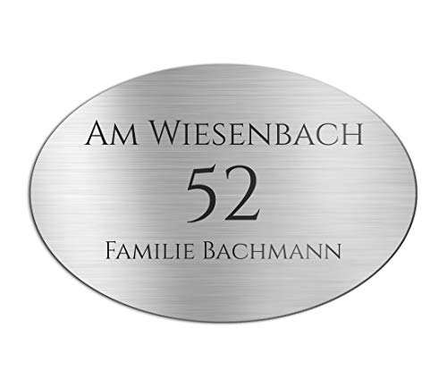Klingelschild Türschild mit Gravur 15x8 cm versch. Farben und Edelstahl oder Messing-Optik selbstklebend Briefkasten-Schild Namensschilder für die Haustür mit Namen und Motiven von CHRISCK design