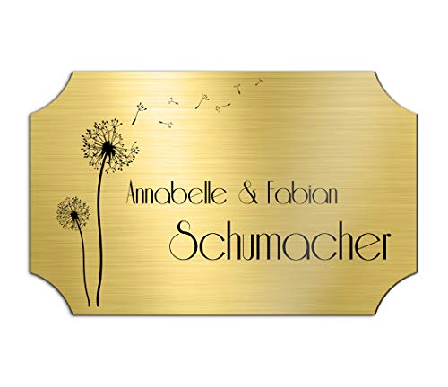 Klingelschild Türschild mit Gravur 9x5,5 cm versch. Farben und Edelstahl oder Messing-Optik selbstklebend Briefkasten-Schild Namensschilder für die Haustür mit Namen und Motiven bunt von CHRISCK design