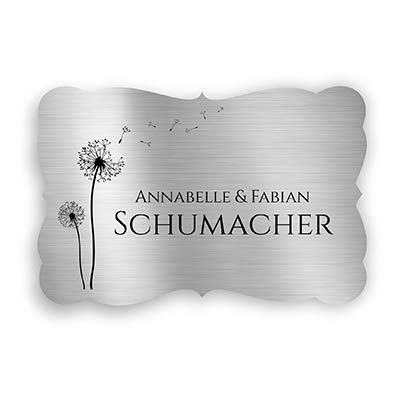 Klingelschild Türschild mit Gravur 9x6 cm versch. Farben und Edelstahl oder Messing-Optik selbstklebend Briefkasten-Schild Namensschilder für die Haustür mit Namen und Motiven von CHRISCK design