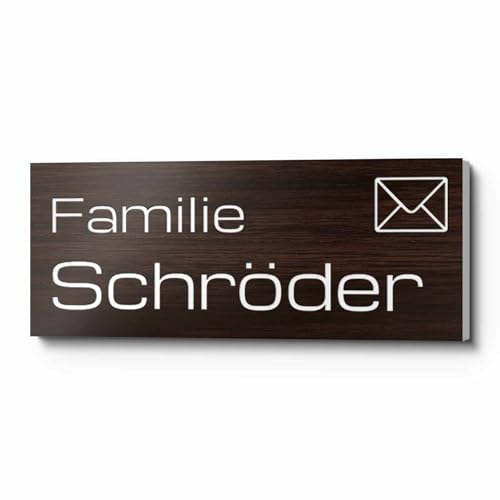 Klingelschild Türschild mit Gravur Türschilder in versch. Größen und Farben für die Haustür - Briefkasten Namensschild selbstklebend Briefkastenschild Rot Schwarz Holz Weiß von CHRISCK design