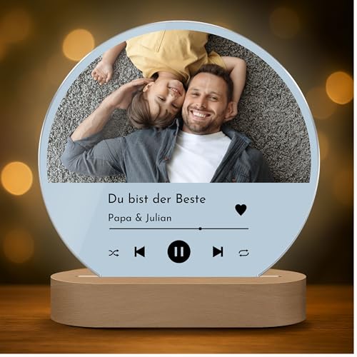 CHRISCK design LED Spotify Glas Bild - Foto Nachtlicht Song Cover beleuchtet - Vatertagsgeschenk für Papa - Personalisiertes Geschenk Muttertag Mama - für Paare, Freund Freundin o. Familie von CHRISCK design